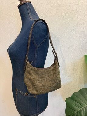 Nine & Company Y2K Olive Green Tweed Baguette Shoulder Bag